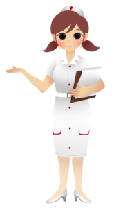 a nurse showing something